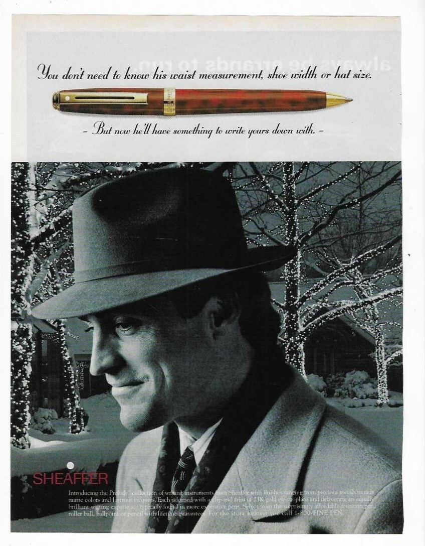 Sheaffer Prelude Writing Instrument Ink Pen 1998 Vintage Print Advertisement