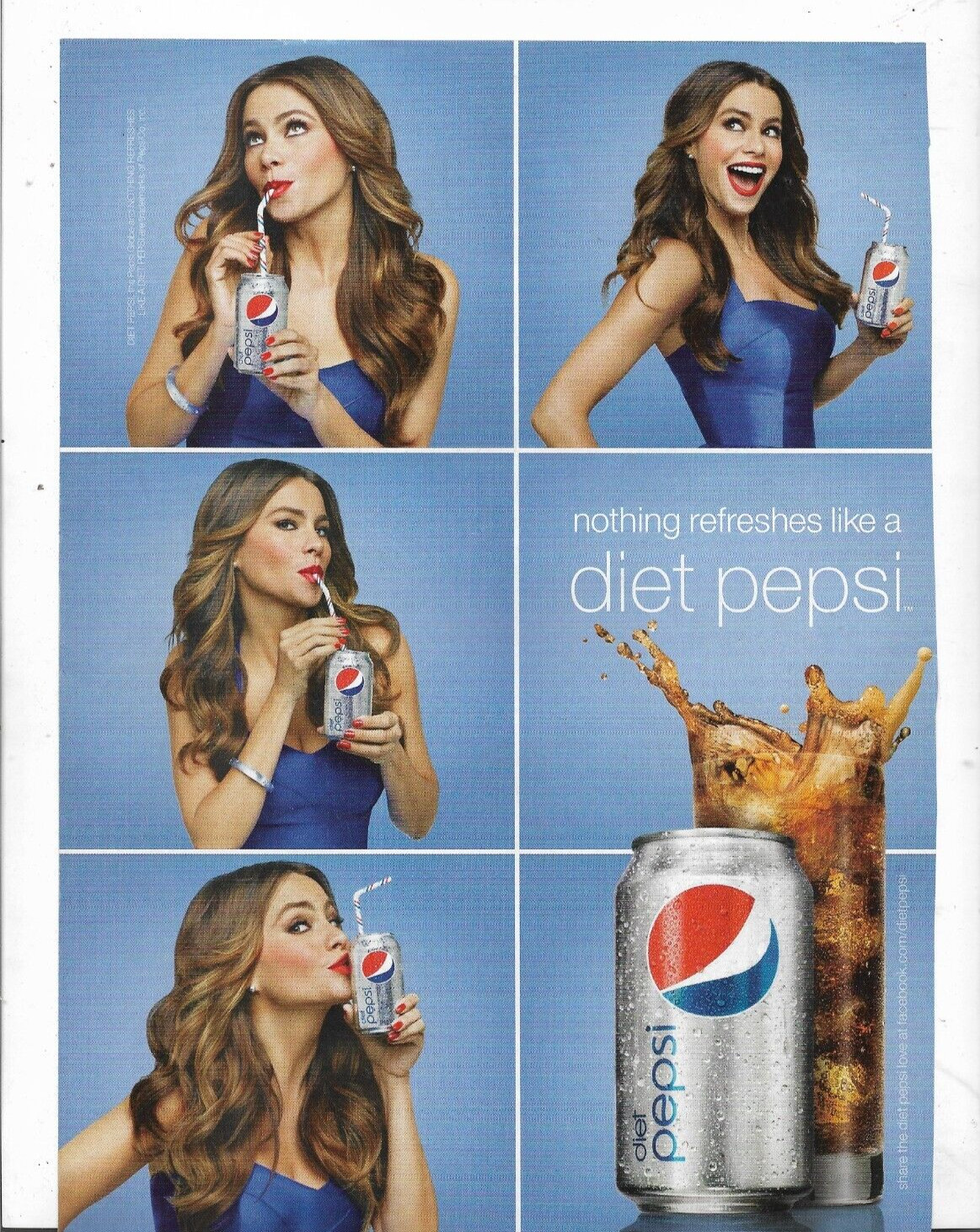 Sofia Vergara Nothing Refreshes Like A Diet Pepsi 2012 print ad