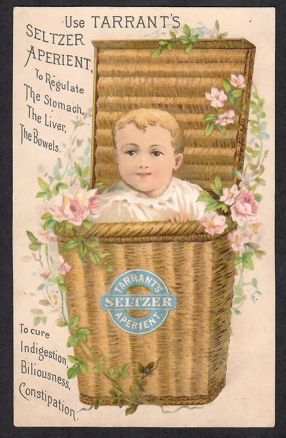 VICTORIAN TRADE CARD~TARRANT’S SELTZER APERIENT~STOMACH, LIVER, BOWELS