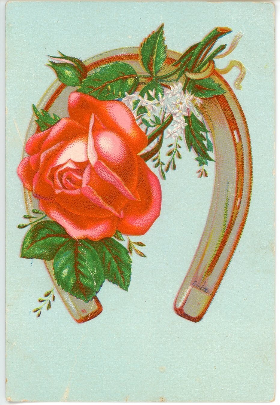 Victorian Trade Card Horseshoe with Rose Unbranded