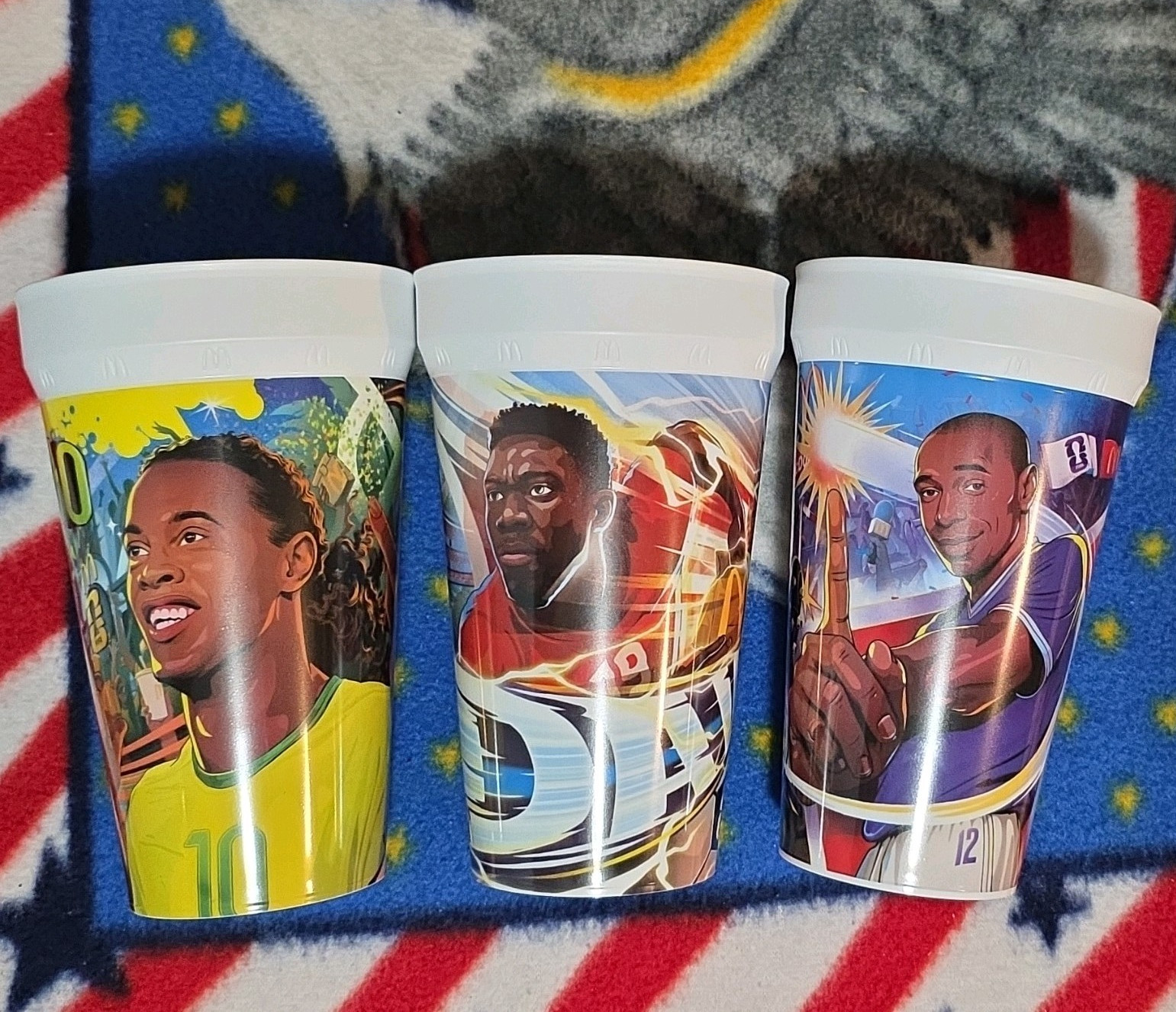 FIFA 2006 World Cup Plastic Cups Lot of 3 Ronaldinho, Henry, Davies