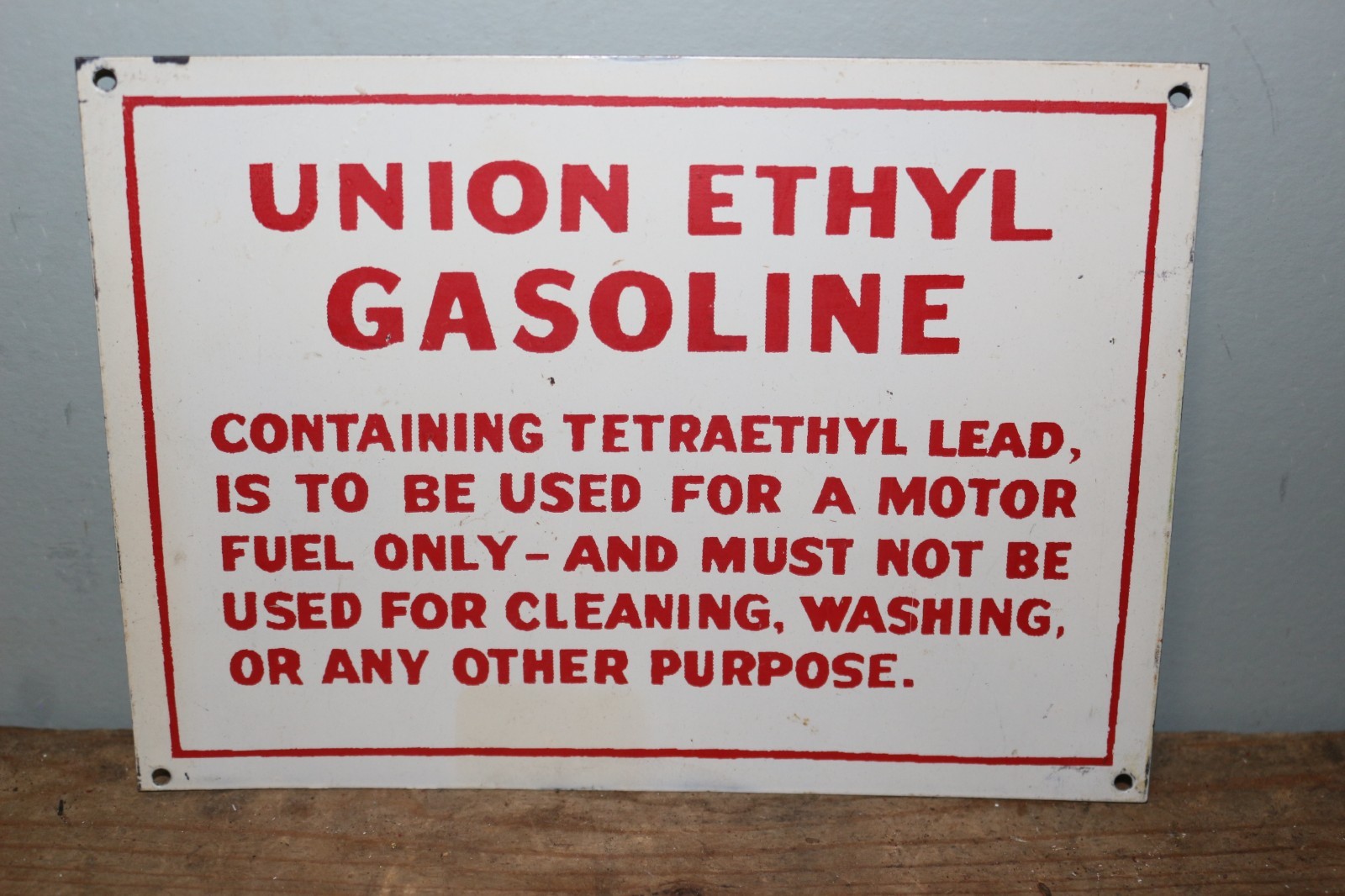Rare Vintage 1940’s Union Ethyl Gasoline Gas Pump Plate Metal Sign