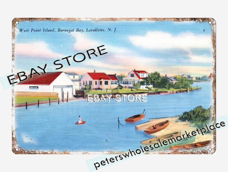 1930-45 West Point Island, Barnegat Bay, Lavallette, New Jersey tin sign