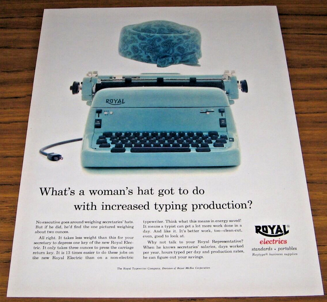 1956 Print Ad Royal Electric Typewriters Increased Production