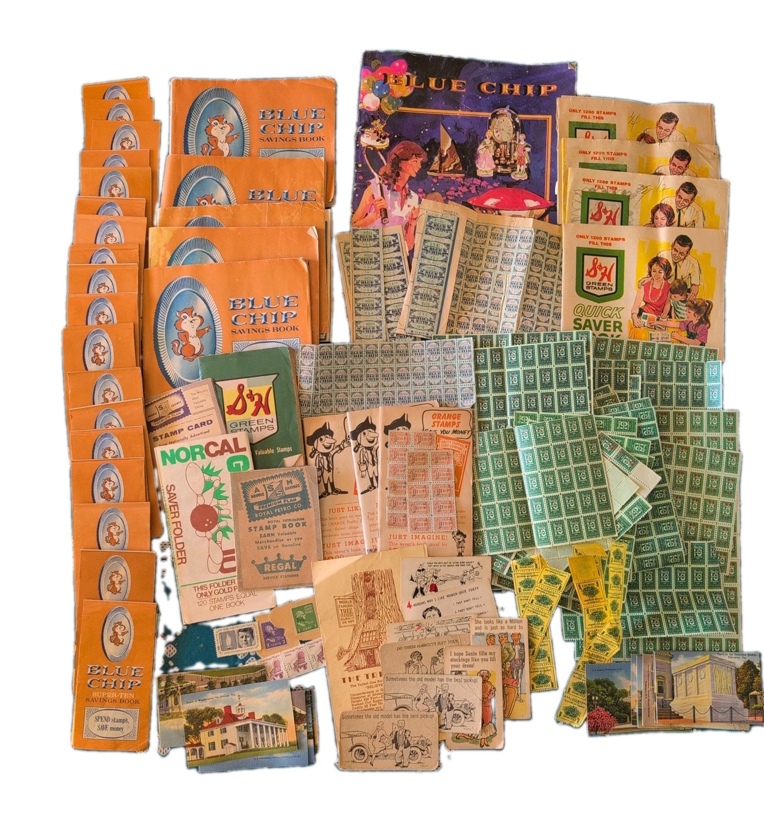 Vintage Blue Chip Stamps S&W Green Stamps Savings Book Quick Saver Ephemera Lot