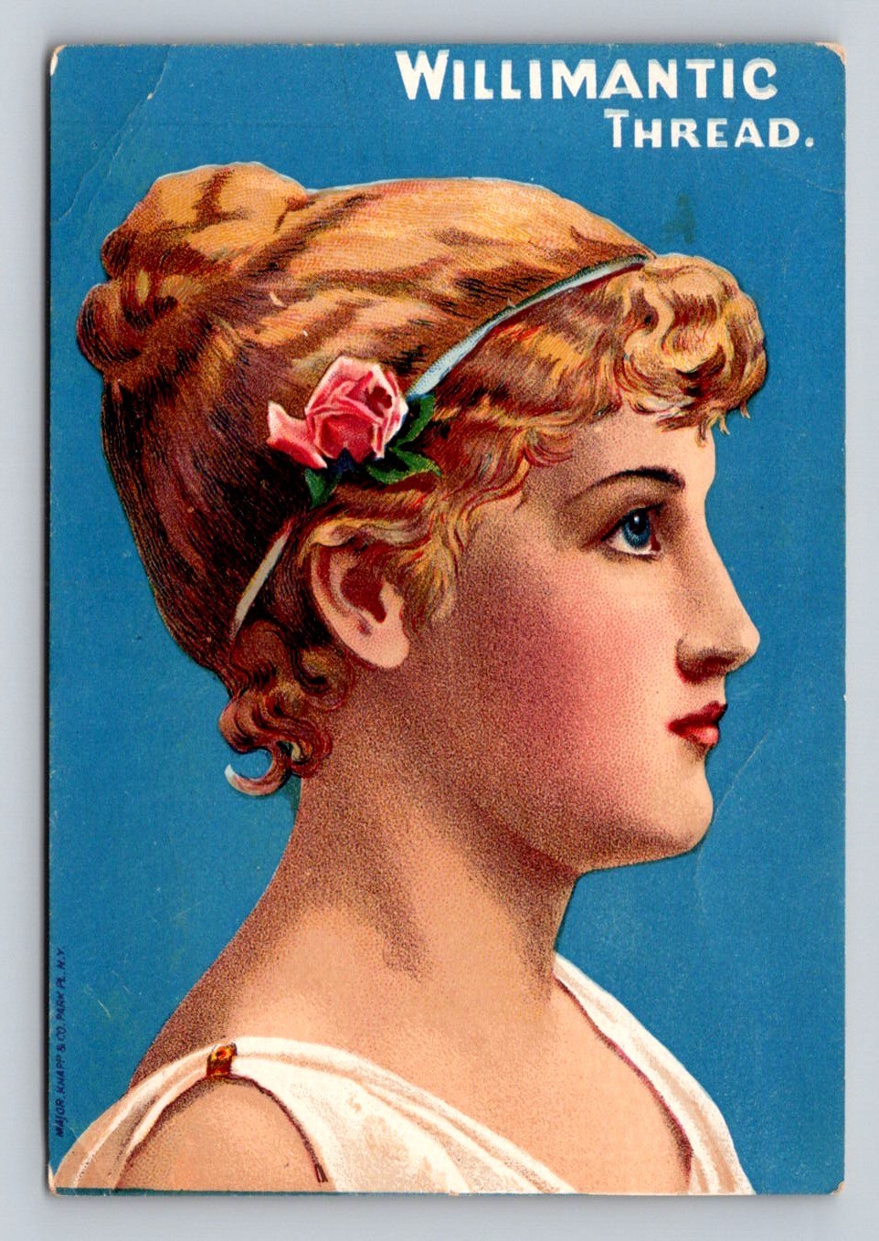Willimantic Thread Woman Rose Headband Trade Card P922