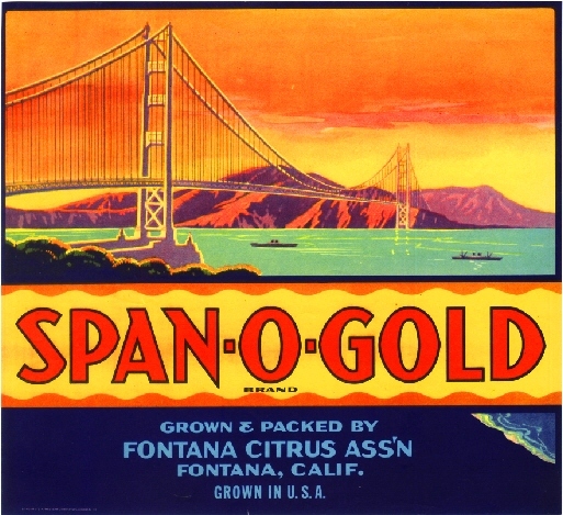 Fontana Span-O-Gold San Francisco Orange Citrus Fruit Crate Label Art Print