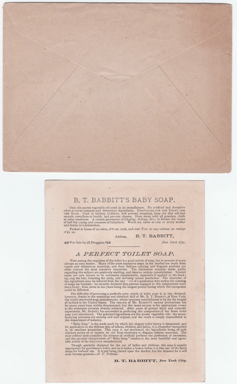 RARE Advertising Trade Card Set in Orig Envelope Babbitt Best Soap 1880 New York