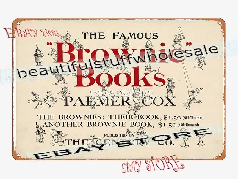 1890s Famous Brownie Books Palmer Cox Poster Tin Sign wall decor cafe bar