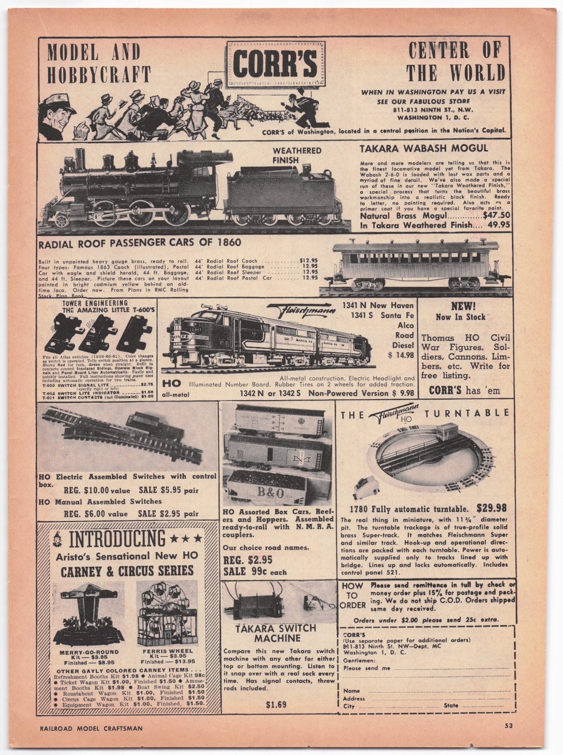 Corr’s Model Train Hobbycraft Vintage Magazine Ad 1960s Fleischmann HO Scale