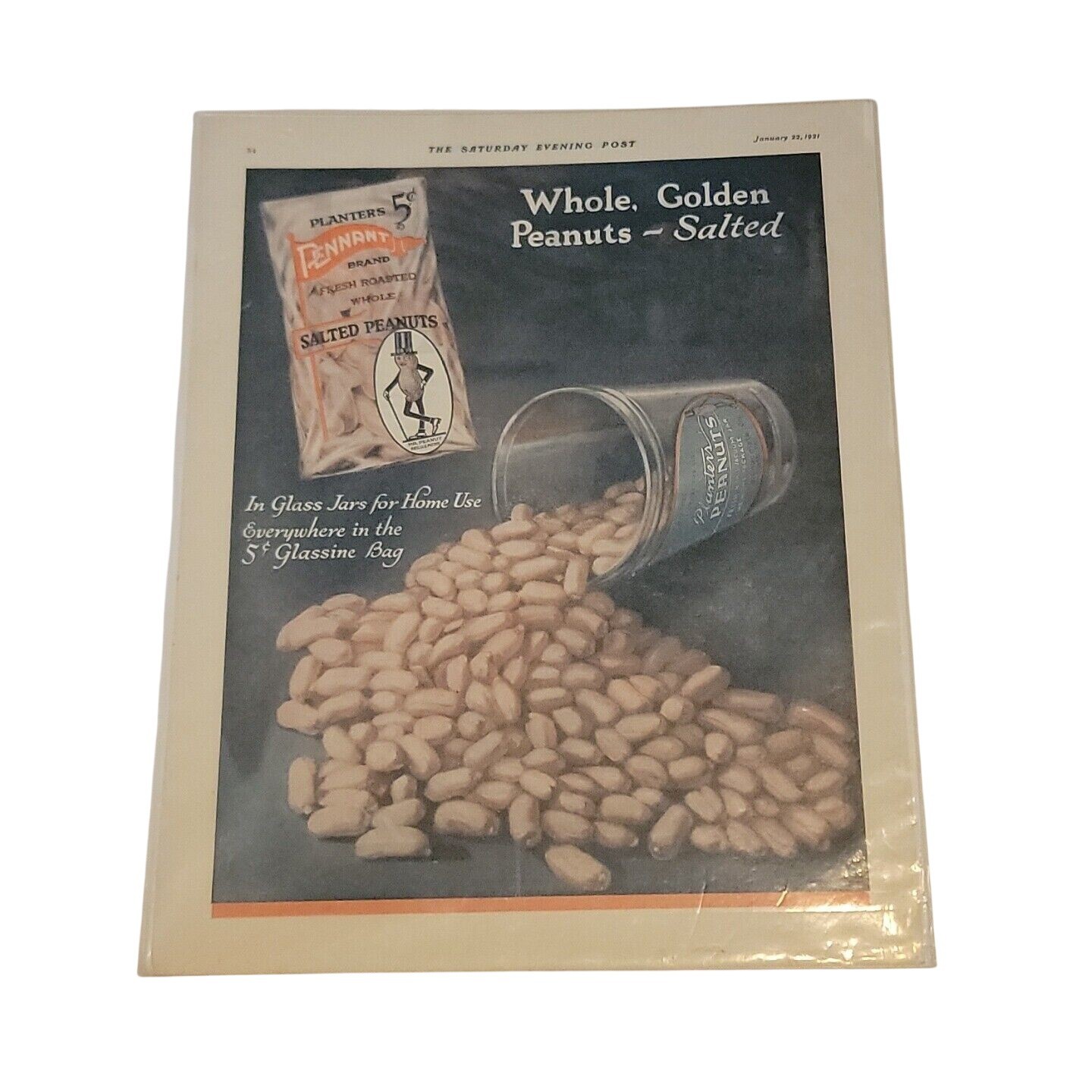 Planters Pennant Peanuts Print Ads Mr Peanut 1921 Literary Digest Saturday
