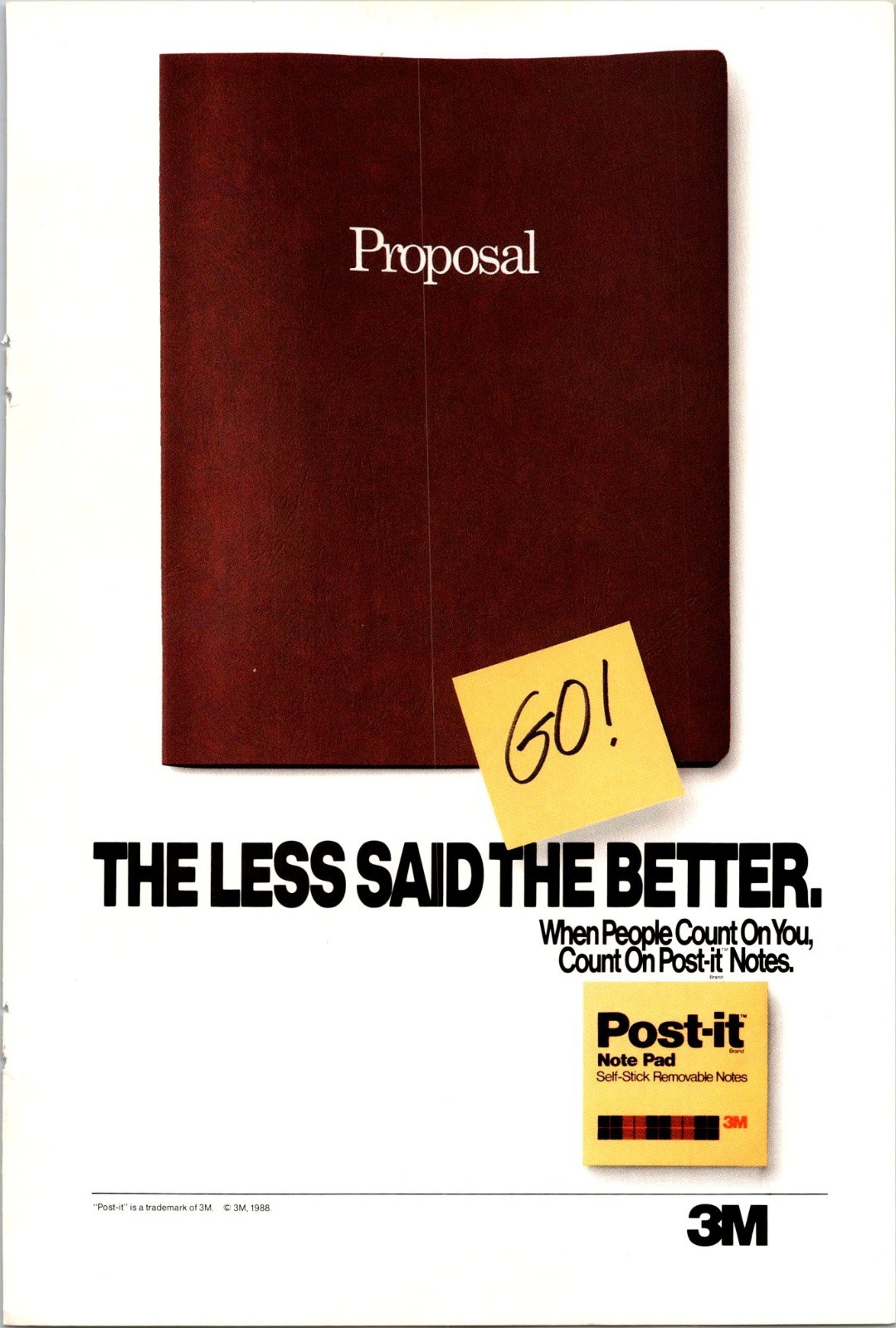 3m Post-it Note Pad Less said the better Vintage Print Ad
