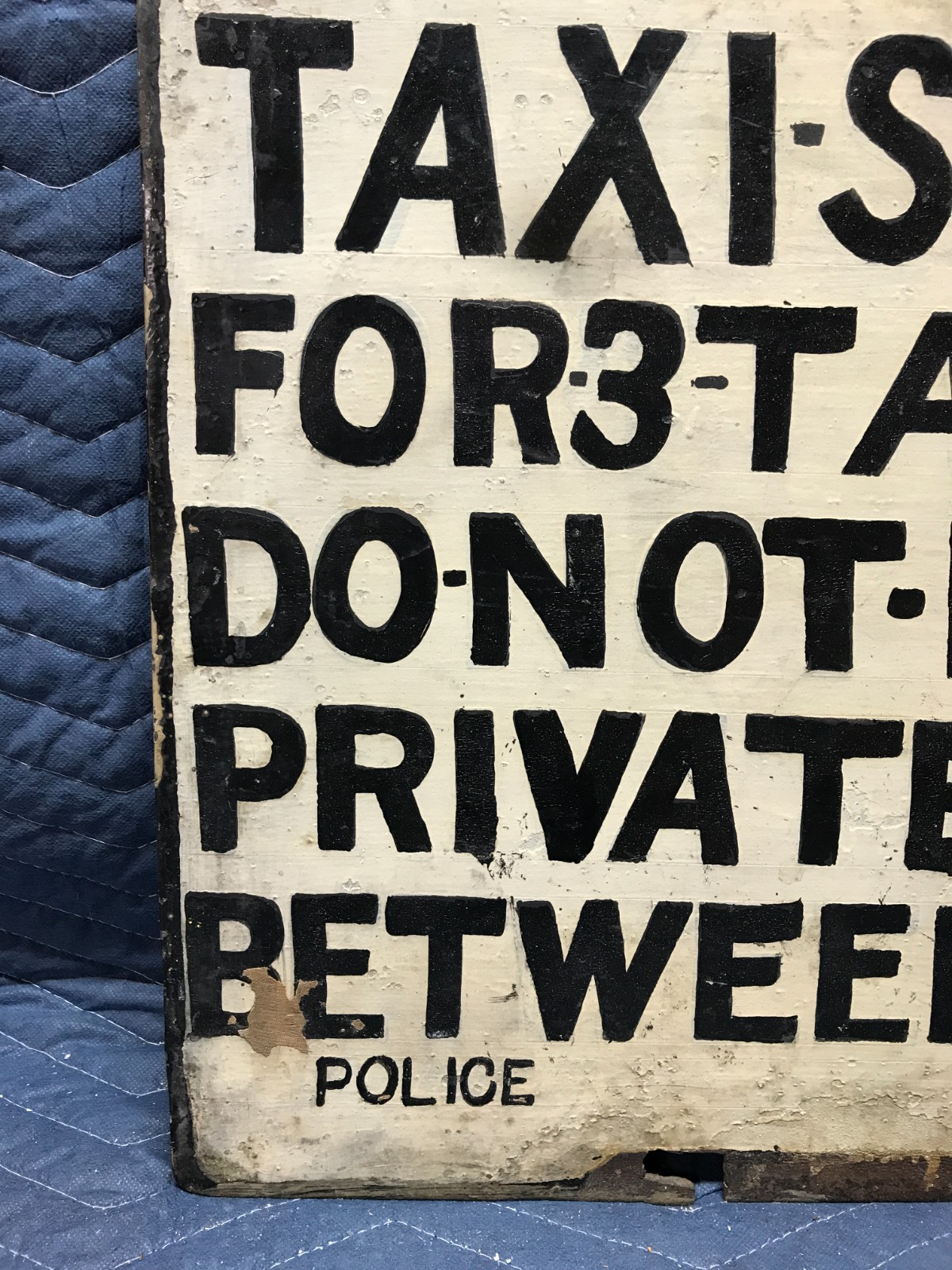 1930’s VTG 16×18 Steel Police Dept. Taxi Stand No Parking Cars Sign Old 65-26B
