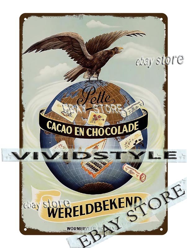 Tin Sign 1950 Dutch Cocoa Advertising retro plaque Kitchen Decor discount