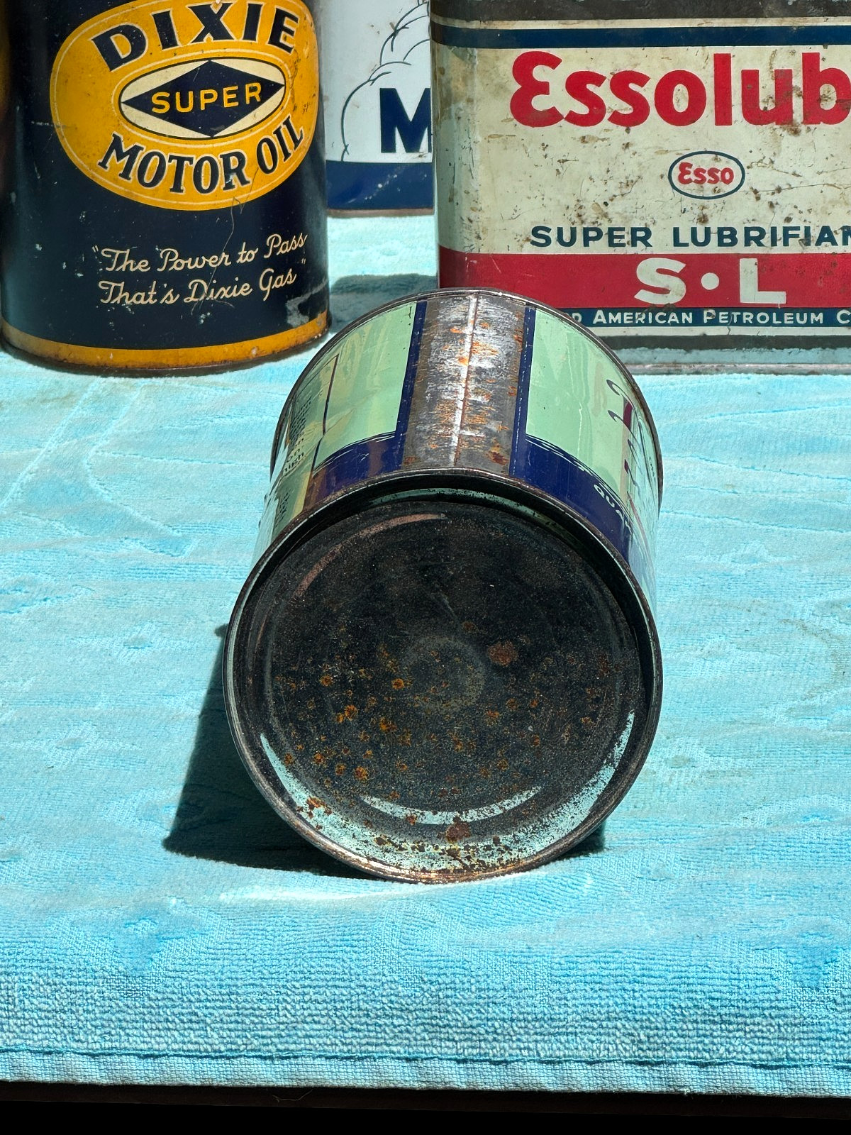 Vintage Rare Duplex Outboard Motor Oil cone can quart boat graphics gas gasoline