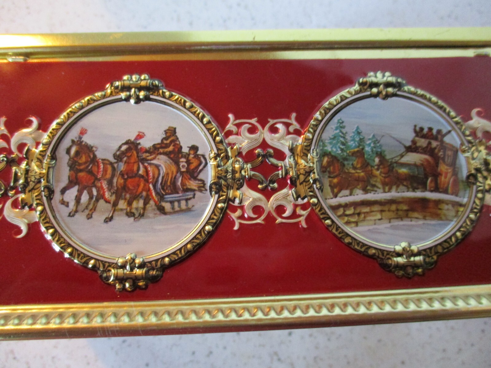 1990 TIN COOKIE BOX, W. GERMANY, HOLIDAY DESIGN, QUALITY BY KLANN, GIFTING CLEAN
