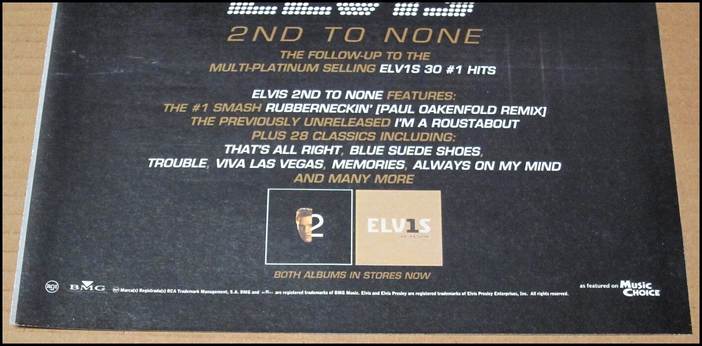 2003 Elvis Presley 2nd to None Print Ad Album Advertisement 10″ x 12″ Vintage