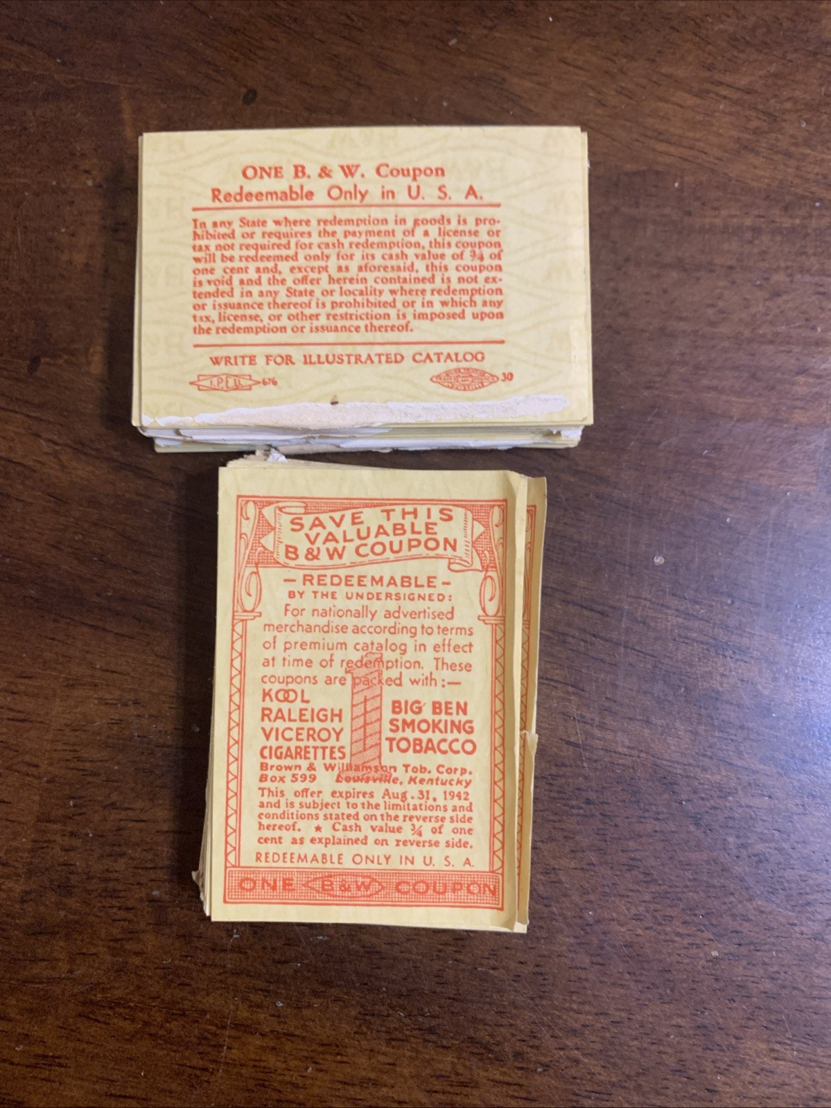 100 Vintage 1942 Brown & Williamson B&W Tobacco Catalog Coupons Kool Raleigh KA