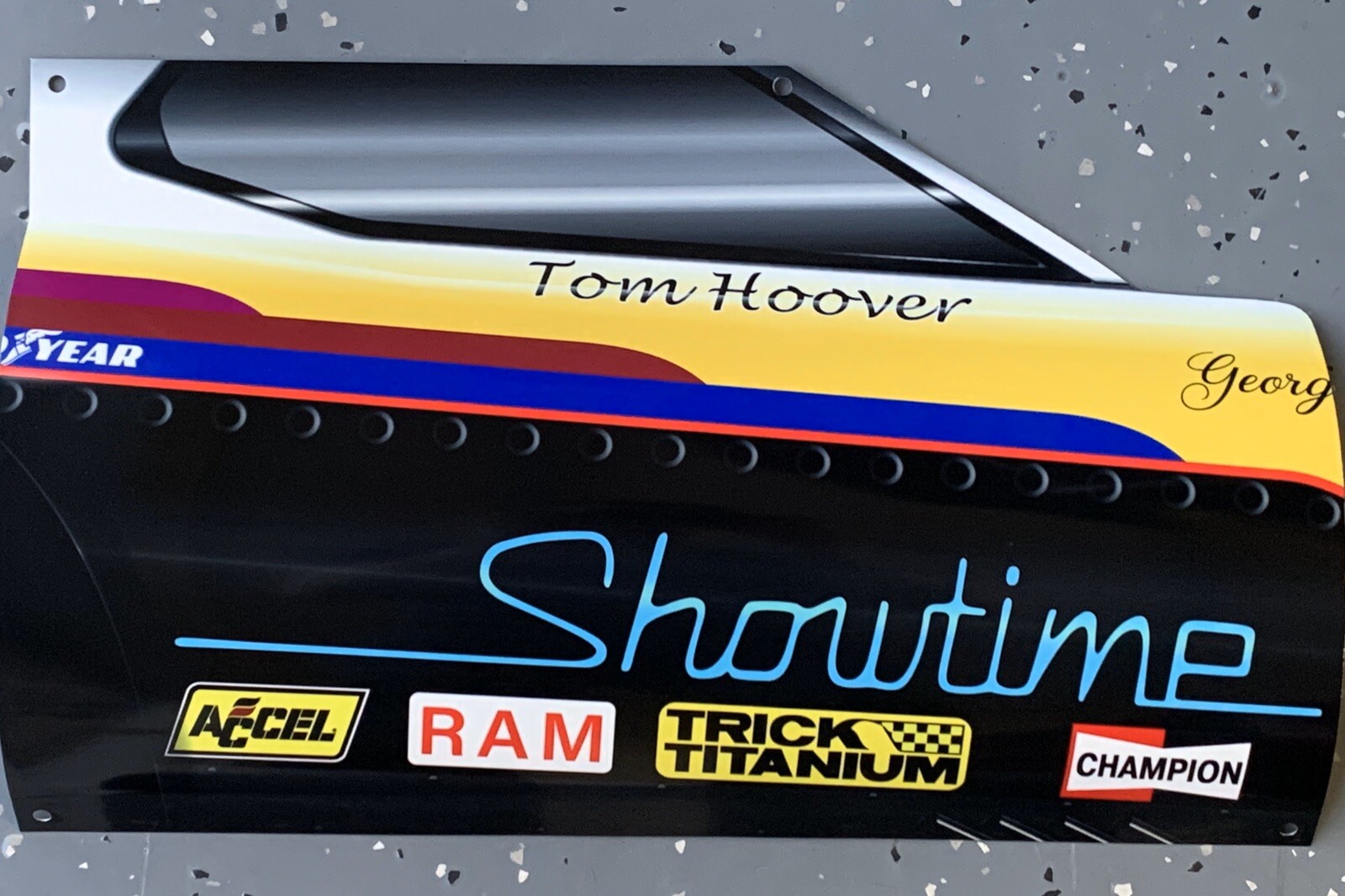 WOW!!!Curved SHOWTIME RACE CAR DRAG RACING Door Style Sign DRAGSTER Funny Car
