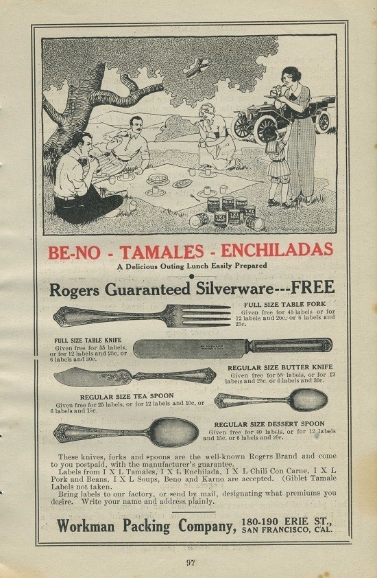 1914 Workman Packing Co Ad * Premiums Labels Rogers Silverware San Francisco CA