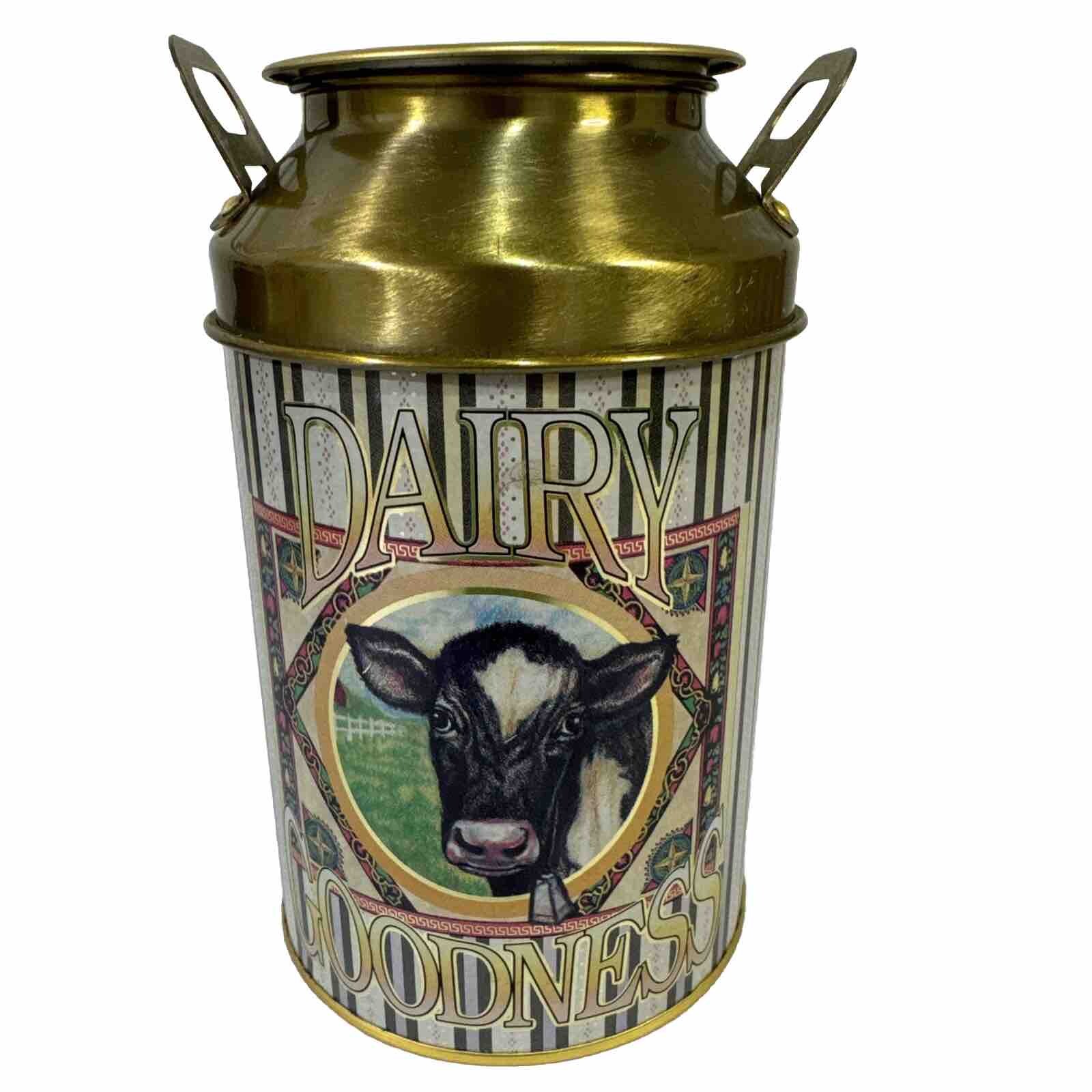 VTG Milk Can Tin Collectible Dairy Goodness Holstein Cow Farmhouse/Rustic