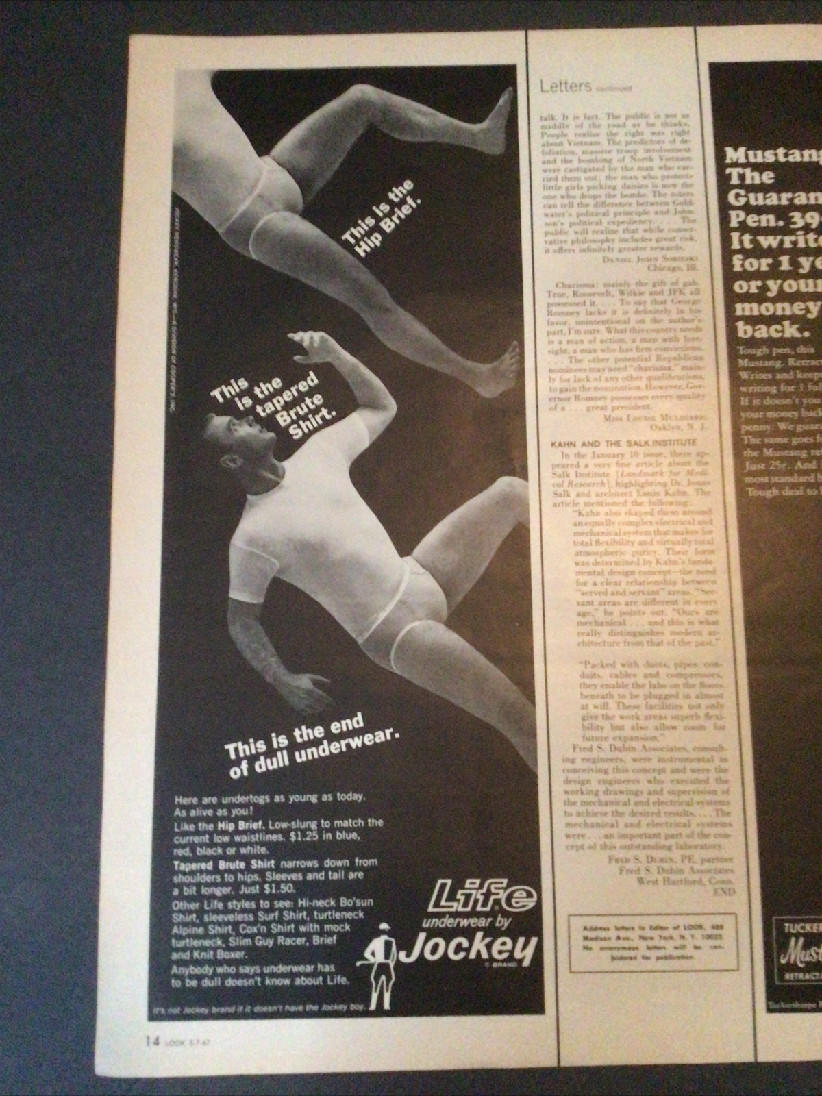 Jockey Mens Underwear Ad Clipping Original Vintage Magazine Print 1967