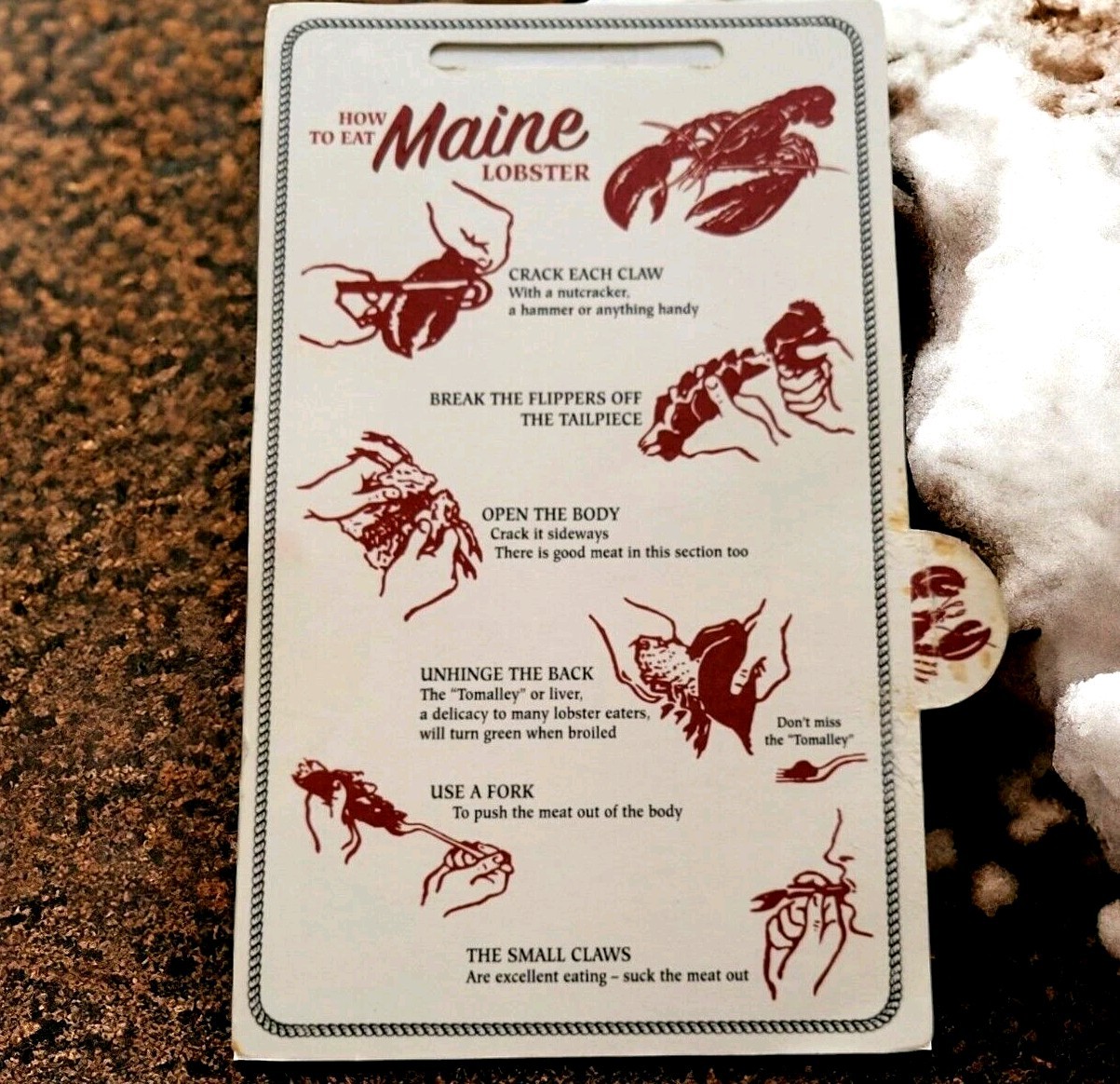 How to Eat Maine Lobster Facts Ad Trade 2 Sided Card Promo Vtg
