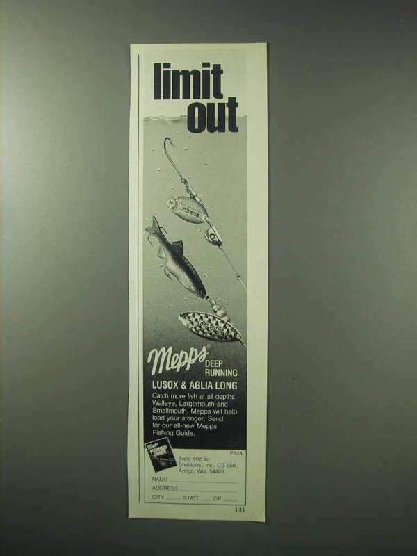 1983 Mepps Lusox & Aglia Long Lures Ad – Limit Out