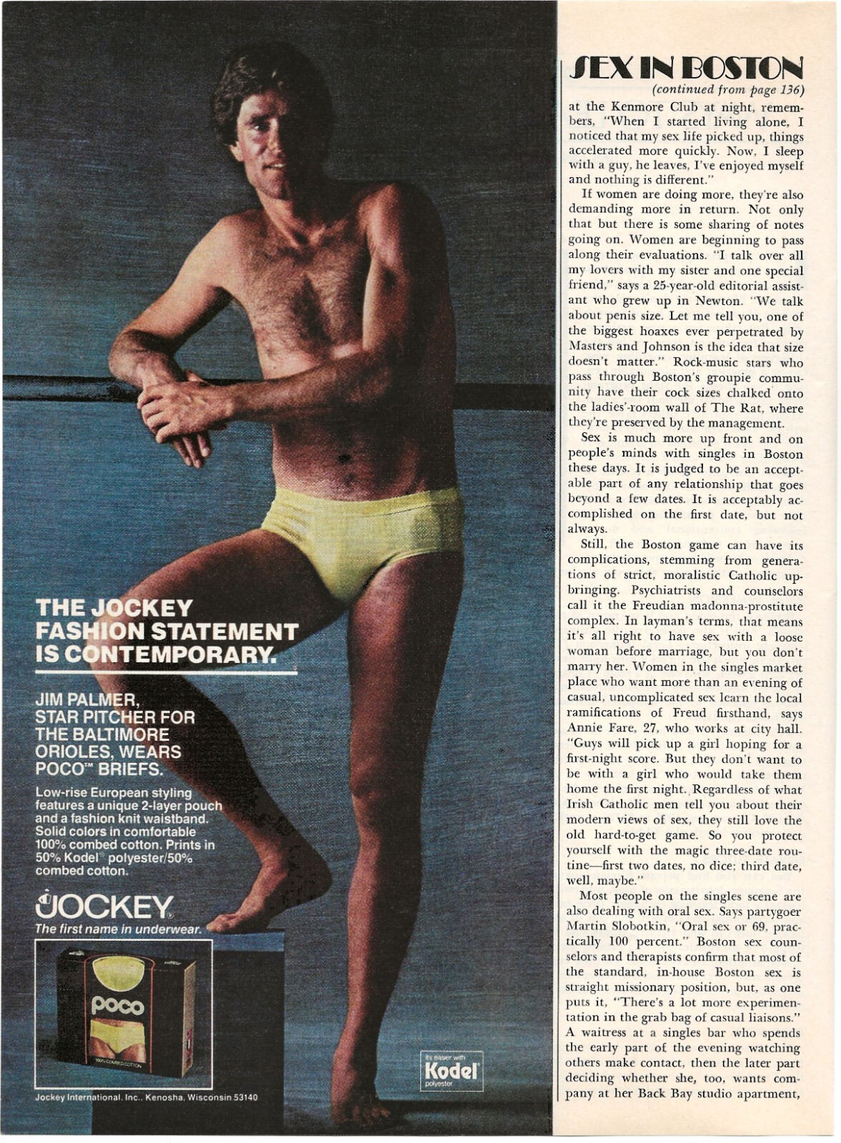 Vintage Print Ad Jockey Underwear – Jim Palmer – Jockey Fashion Statement 1980