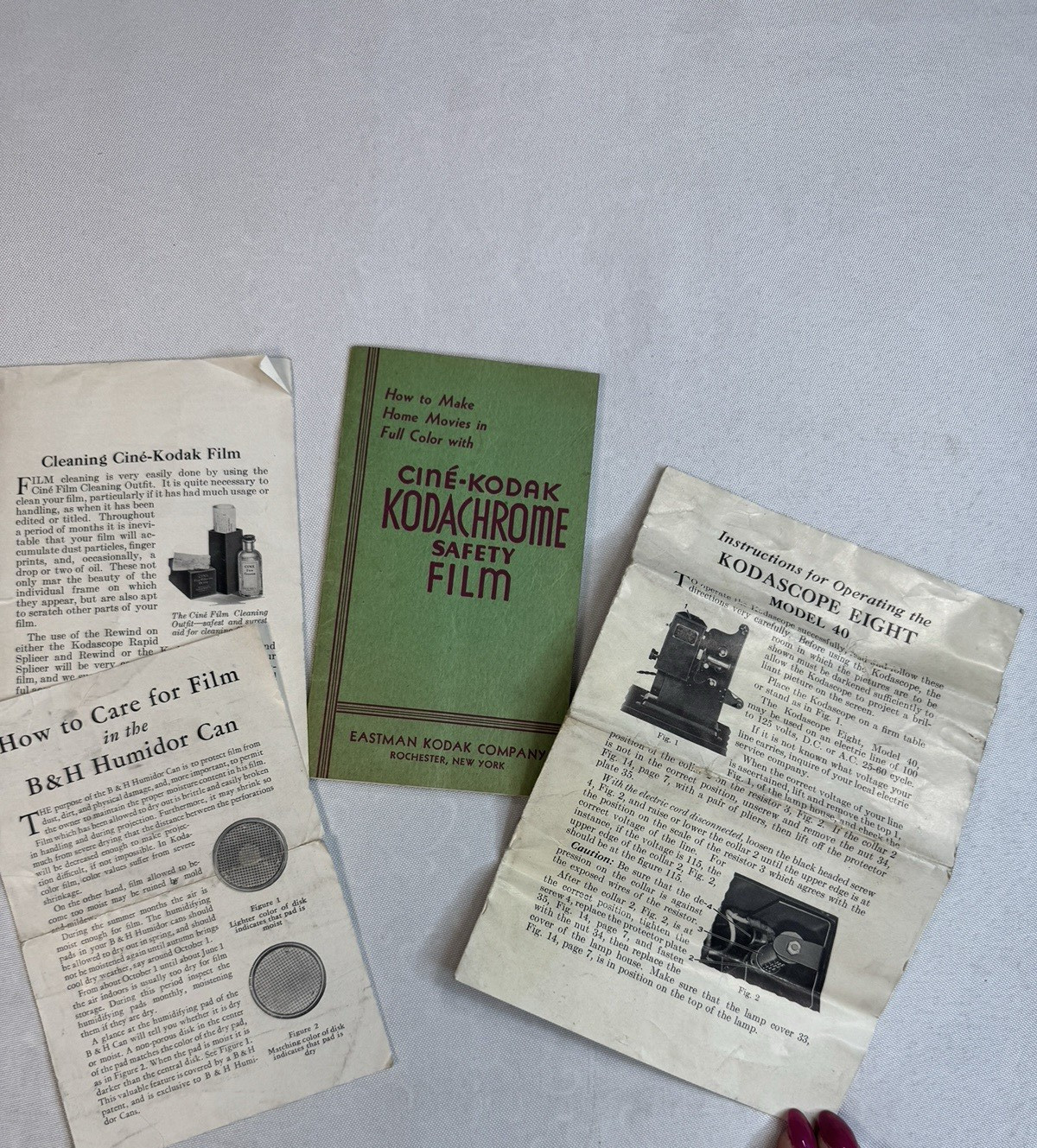 Lot of 4 Vintage 1930s Film Booklets: Kodak Kodascope Eight 40, Kodachrome, B&H