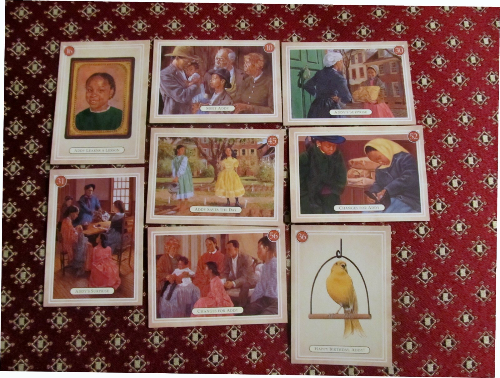 Assort.sets of American Girl cards:Addy,Kirsten,Molly,Sam.’94,’98, & 02