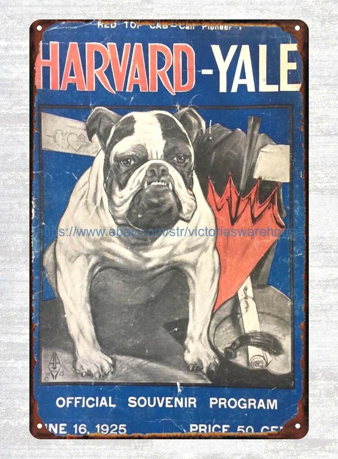 unframed wall hangings Baseball Program 1925 metal tin sign