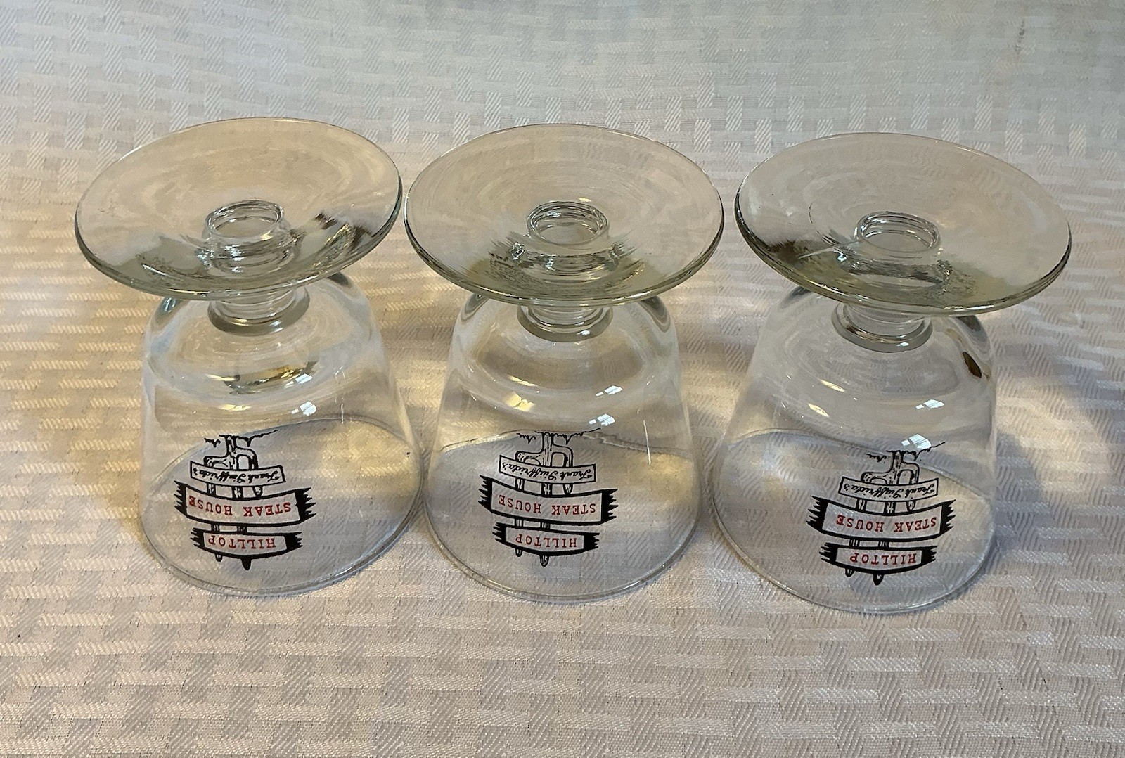 HILLTOP STEAK HOUSE Frank Giuffrida Set Of 3 Cocktail Whiskey Manhattan Glasses