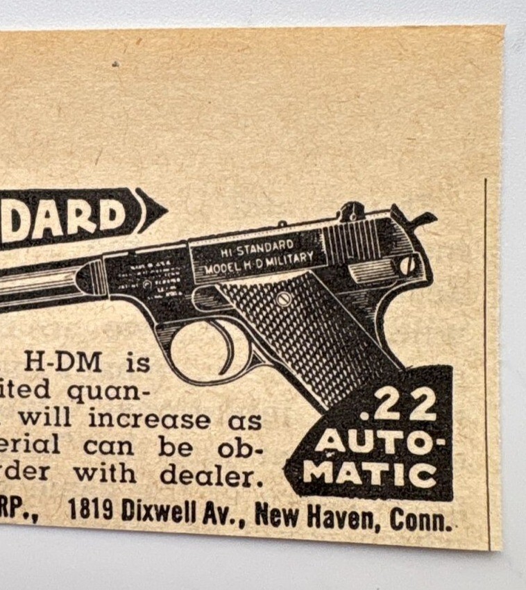 Hi Standard 22 Automatic Vintage Mini Print Ad 1940s Model H-DM New Haven CT