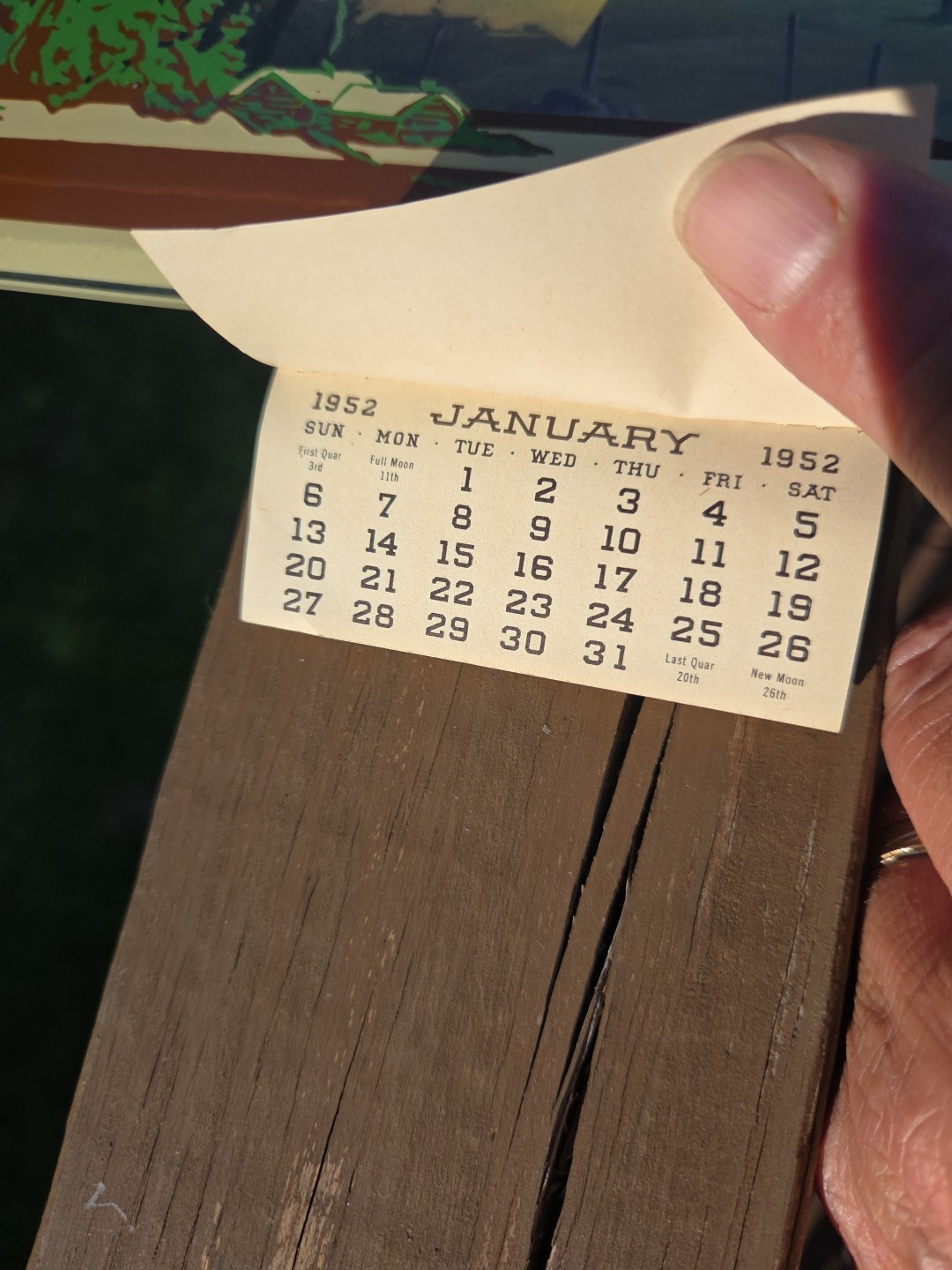 VTG Reverse Painting on Glass 3-D 1952 Calendar John H. Houck Linglestown, PA