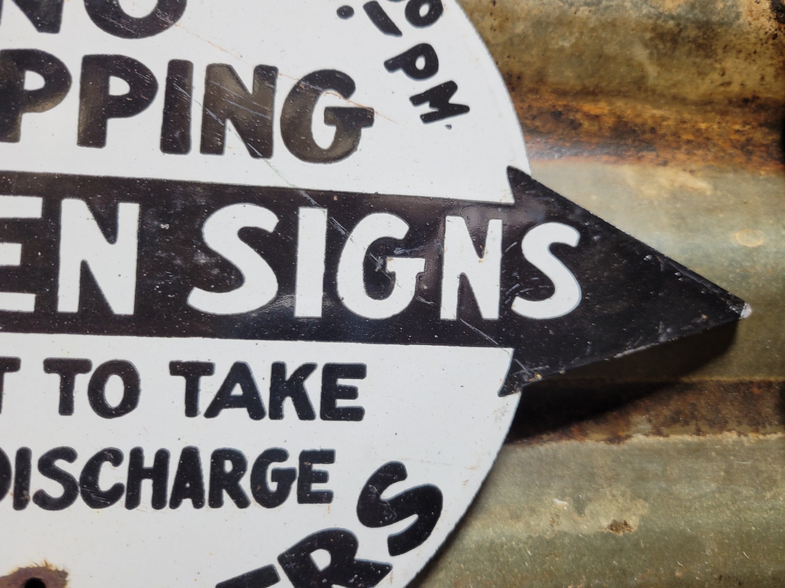 VINTAGE TRAFFIC PORCELAIN SIGN OLD NO STOPPING PARKING NYC TAXI CAB TRANSIT 12″