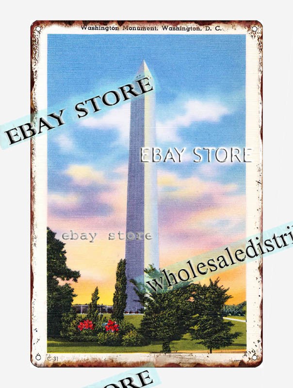 1930-45 Washington Monument, Washington, D. C. tin sign Cottage Farm decor