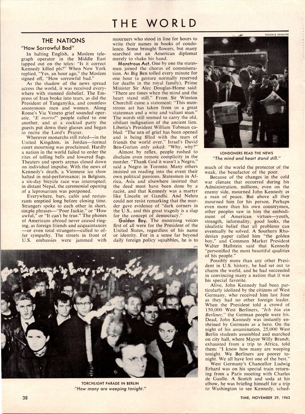Time Nations Now Sorrowful Bad Kennedy Killed Moslem Vintage Print Ad 1963