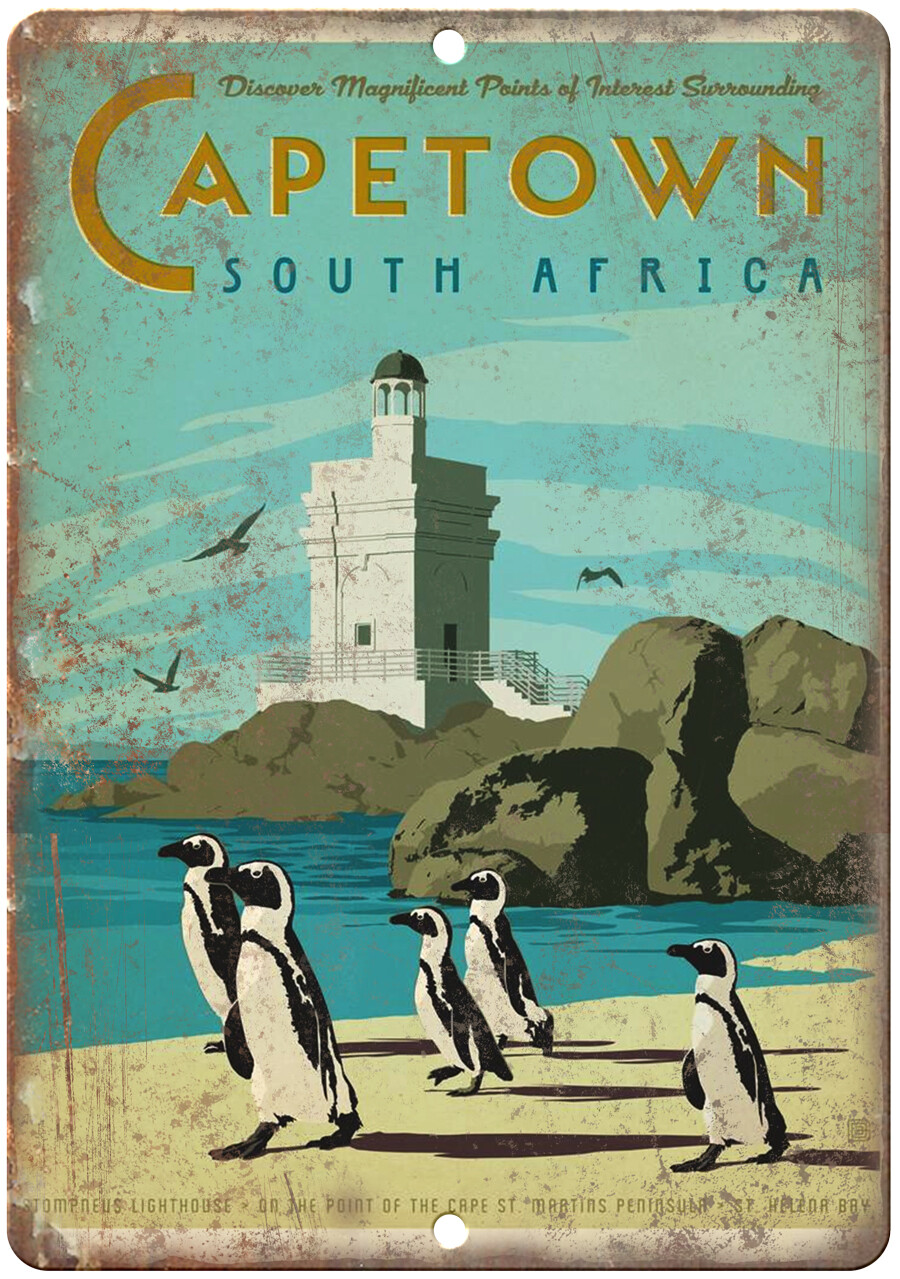 Capetown South Africa Vintage Travel Poster 12″ x 9″ Reproduction Metal Sign T05