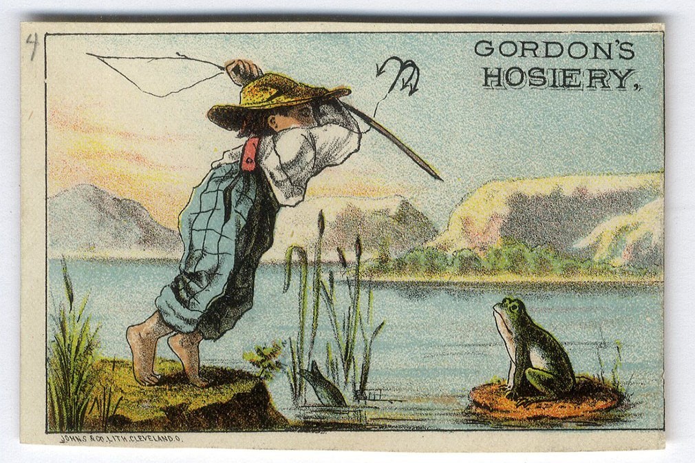 FROG & Boy GORDON’S HOSIERY Victorian Trade Card 1880’s