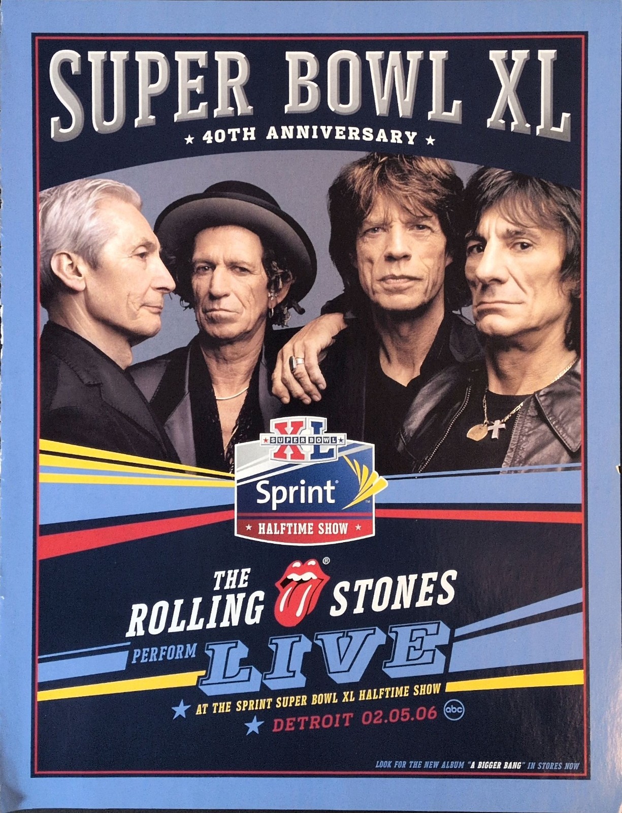 Rolling Stones Super Bowl XL Halftime Show Print Ad 2006 Sprint Detroit ABC