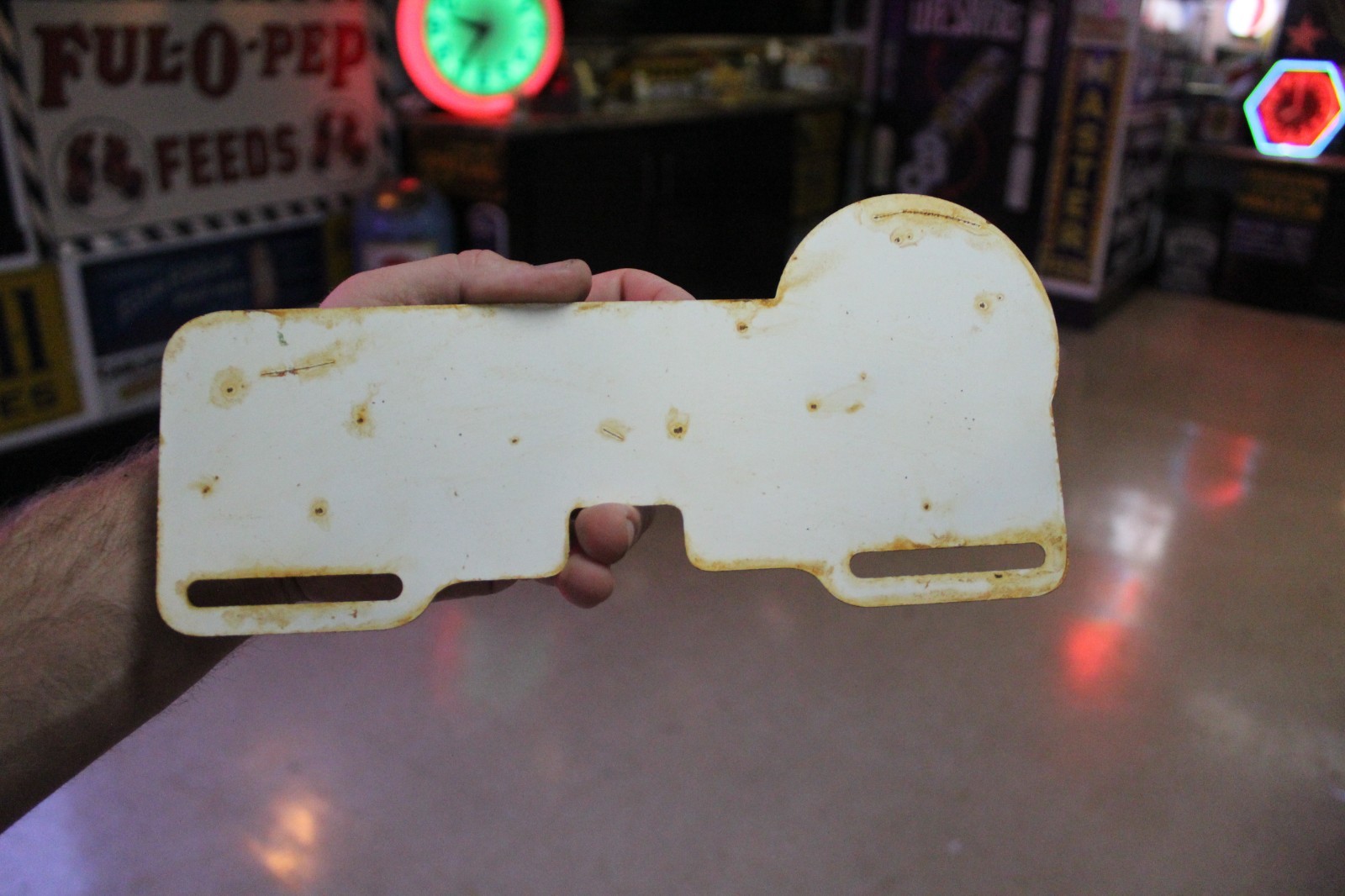 RARE 1950s ESTES PARK COLORADO PLAYGROUND LONG’S PEAK PAINTED METAL TOPPER SIGN