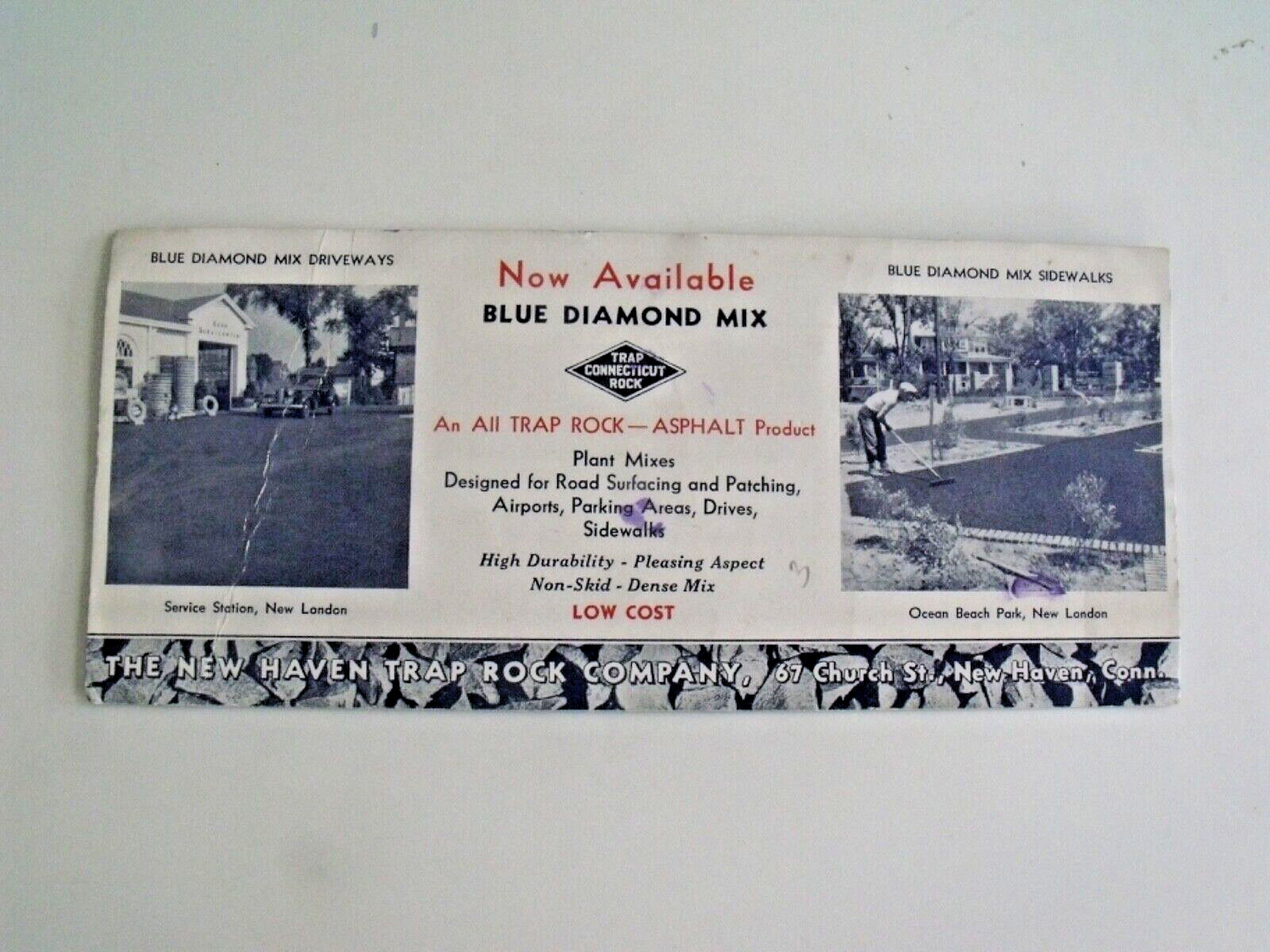 Circa 1930’s Blue Diamond Mix Ink Blotter, New Haven, CT