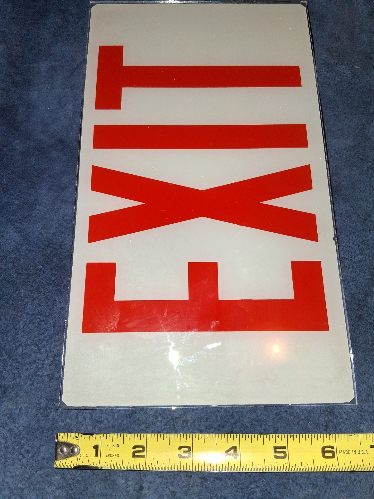 EXIT sign. Glass. 12″ x 7″.