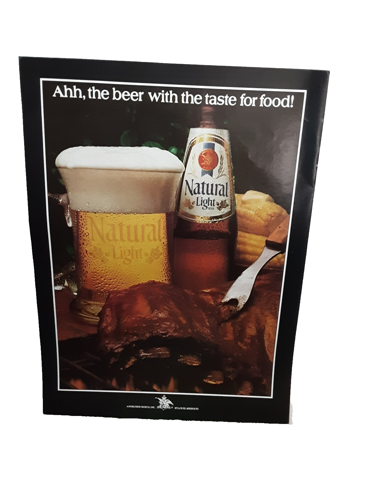1982 Natural Light Beer With Taste For Food Print Ad Original 80s