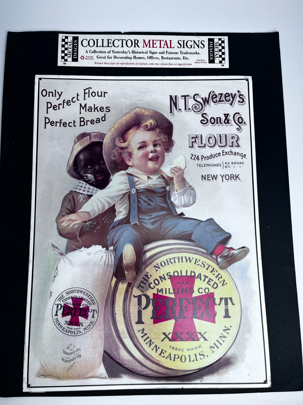 N.T. Swezey’s Son & Co. Flour Perfect Metal Repro Sign 17” X 12.5”