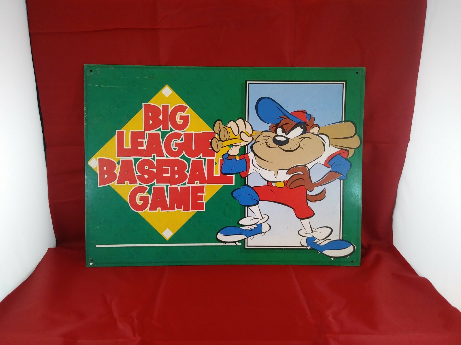 Tasmanian Devil Taz Playing Big LeagueBaseball Looney Tunes Character Metal Sign