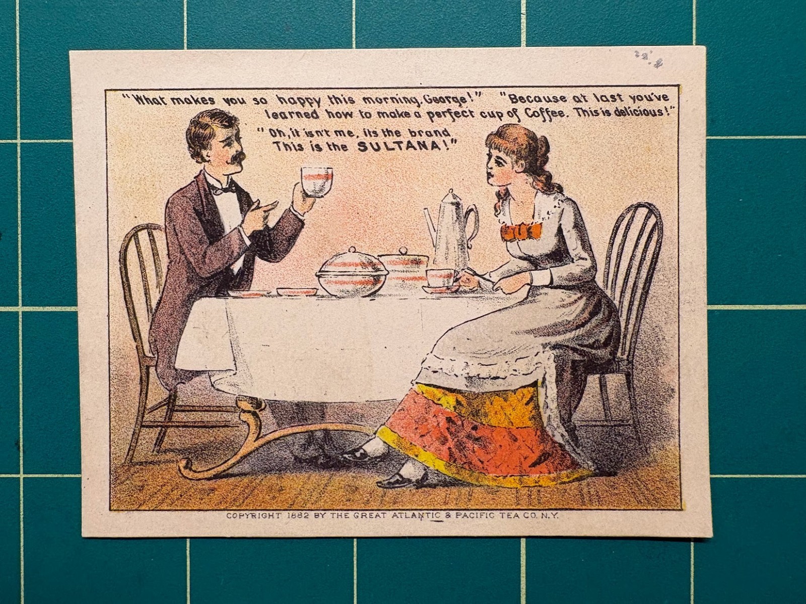 Sultana Coffee trade card – wife finally got coffee right