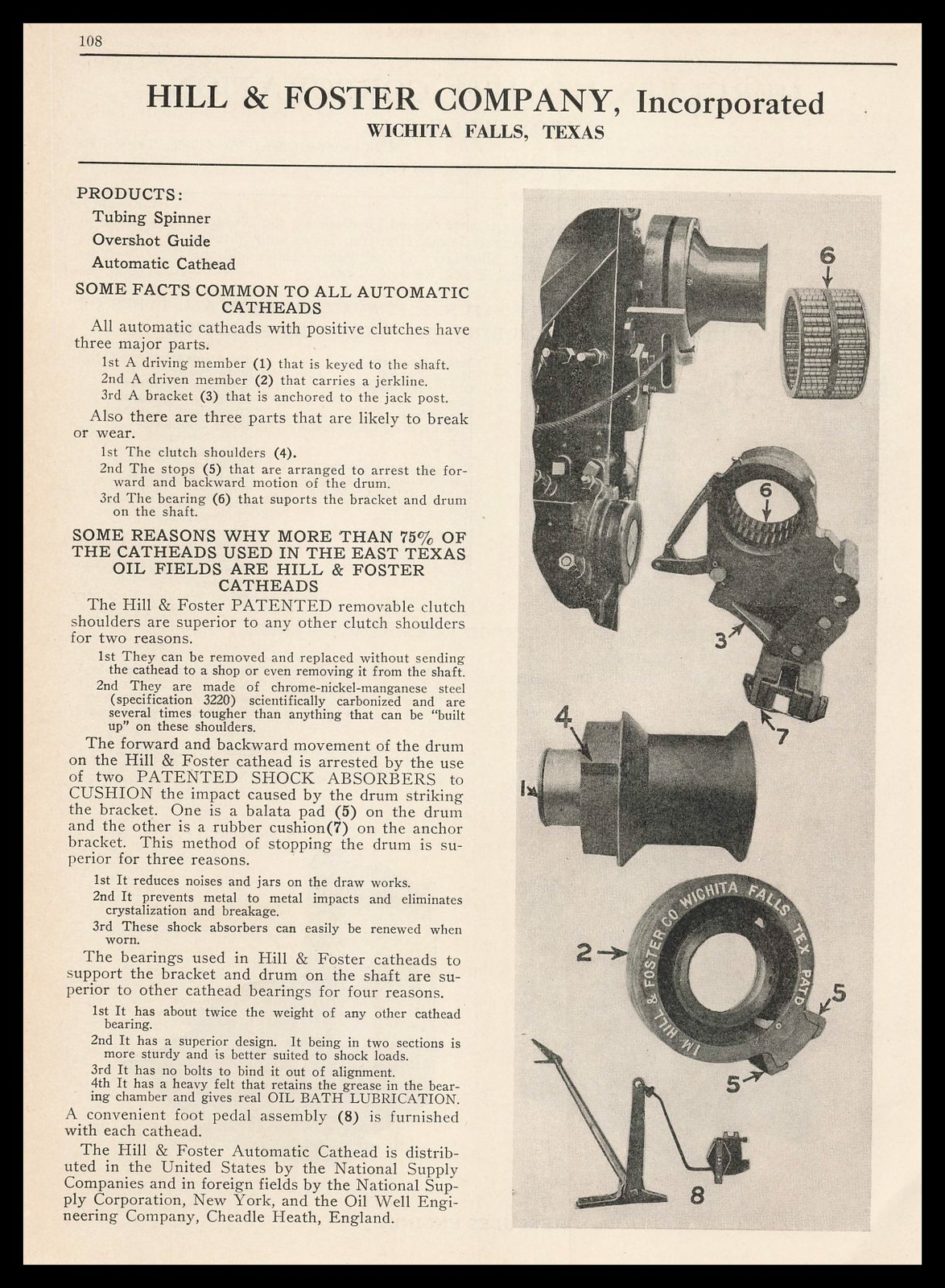1931 Hill & Foster Company Inc. Wichita Falls Texas Oil Well Catheads Print Ad