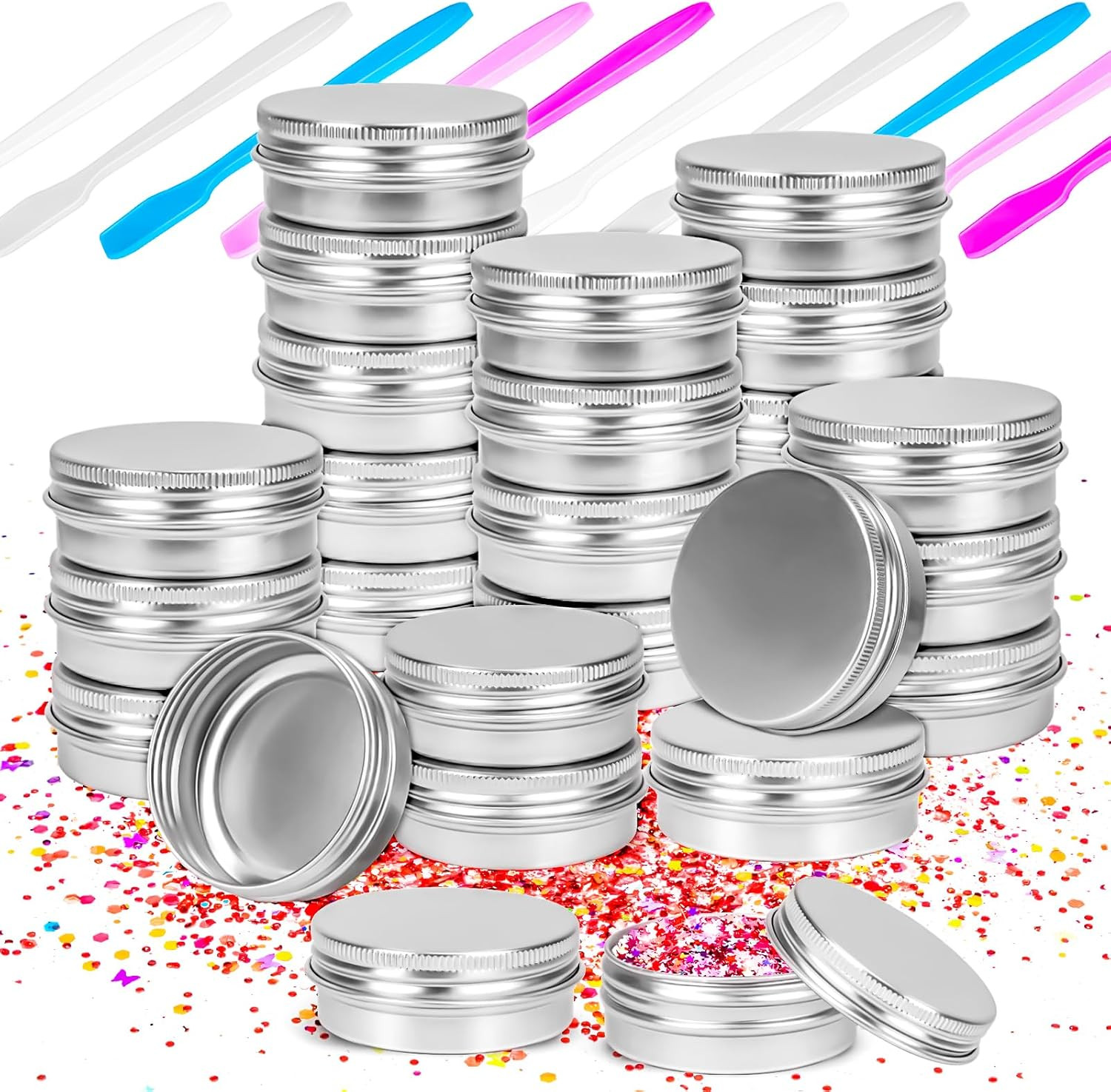 24 Pack 0.5Oz Tin Jars, 15Ml Metal Tin Cans, 1/2 Ounce Aluminum Tin Can Jar Cont
